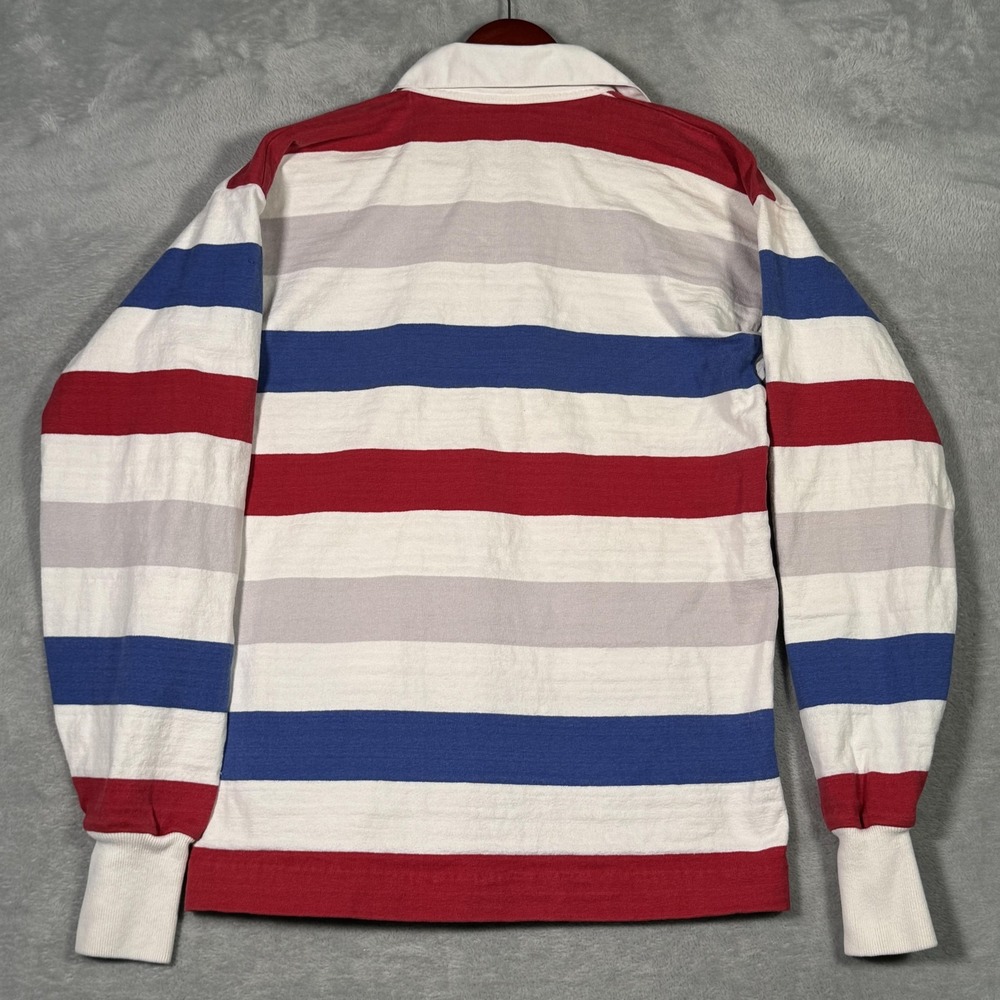 Vintage Lands' End Authentic Rugby Shirt Mens Large Red Blue Stripe Made USA 90s - Picture 7 of 8